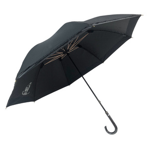 OVIDA wooden crook Japan modern umbrella black UV coating super sun protection all weather umbrella