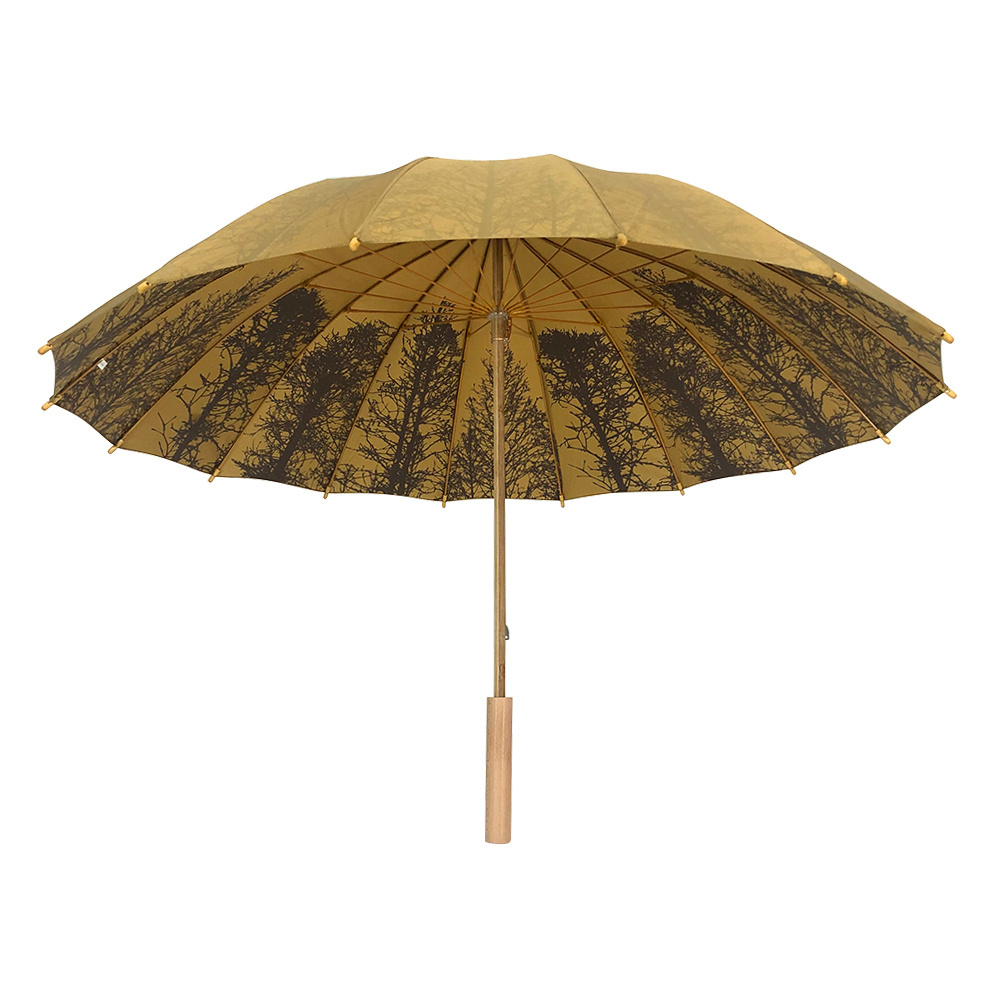 OVIDA Chinese oil paper umbrella with custom bamboo logo printing wooden shaft umbrella