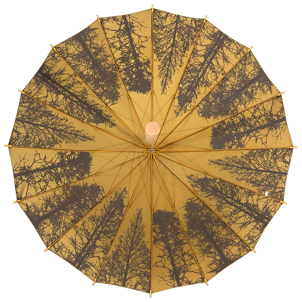 OVIDA Chinese oil paper umbrella with custom bamboo logo printing wooden shaft umbrella