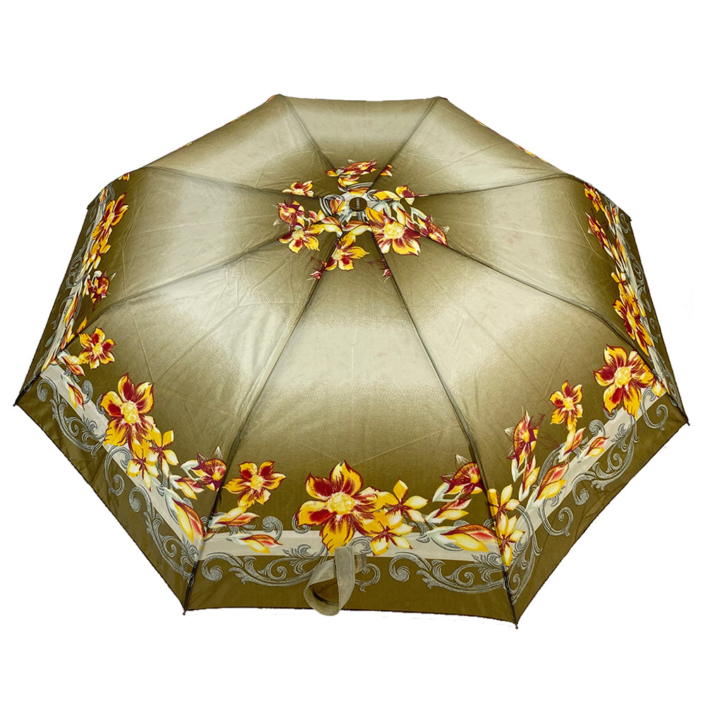 Ovida automatic open flower print fold portable compact  promotion cheap mini Chinese tradition vintage umbrella