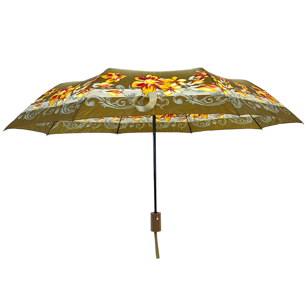 Ovida automatic open flower print fold portable compact  promotion cheap mini Chinese tradition vintage umbrella