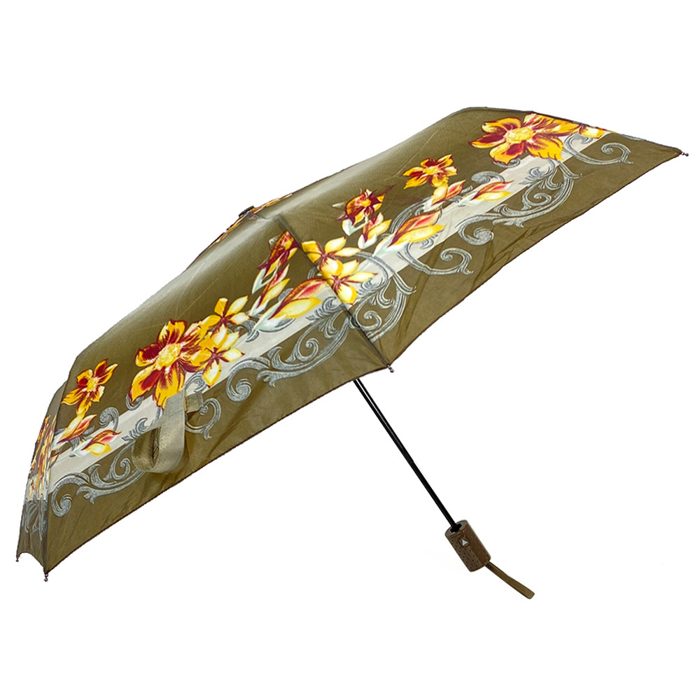 Ovida automatic open flower print fold portable compact  promotion cheap mini Chinese tradition vintage umbrella