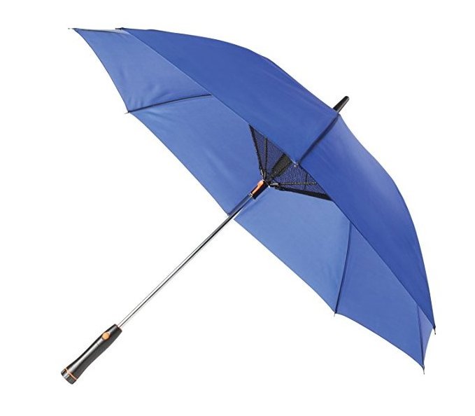 Summer Recycle Cooling Fan Umbrella, Solid Blue Built In Fan Umbrella For Summer Outdoor