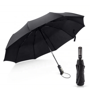 Ovida high quality large size automatic  foldable business man design windproof 3 folding umbrella