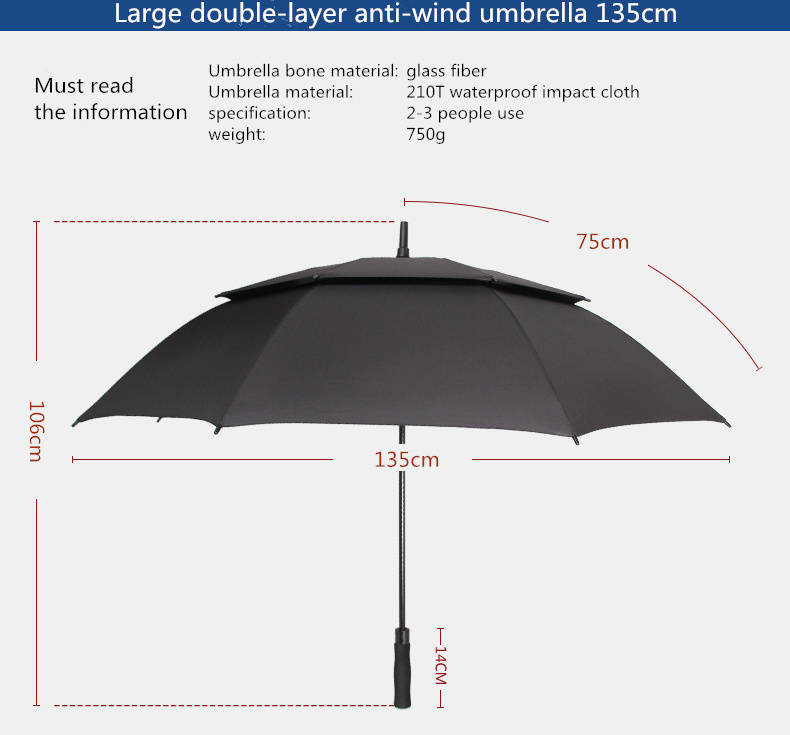 Automatic extra large water resistant storm-proof golf umbrella strong double canopy custom logo durable windproof golf umbrella