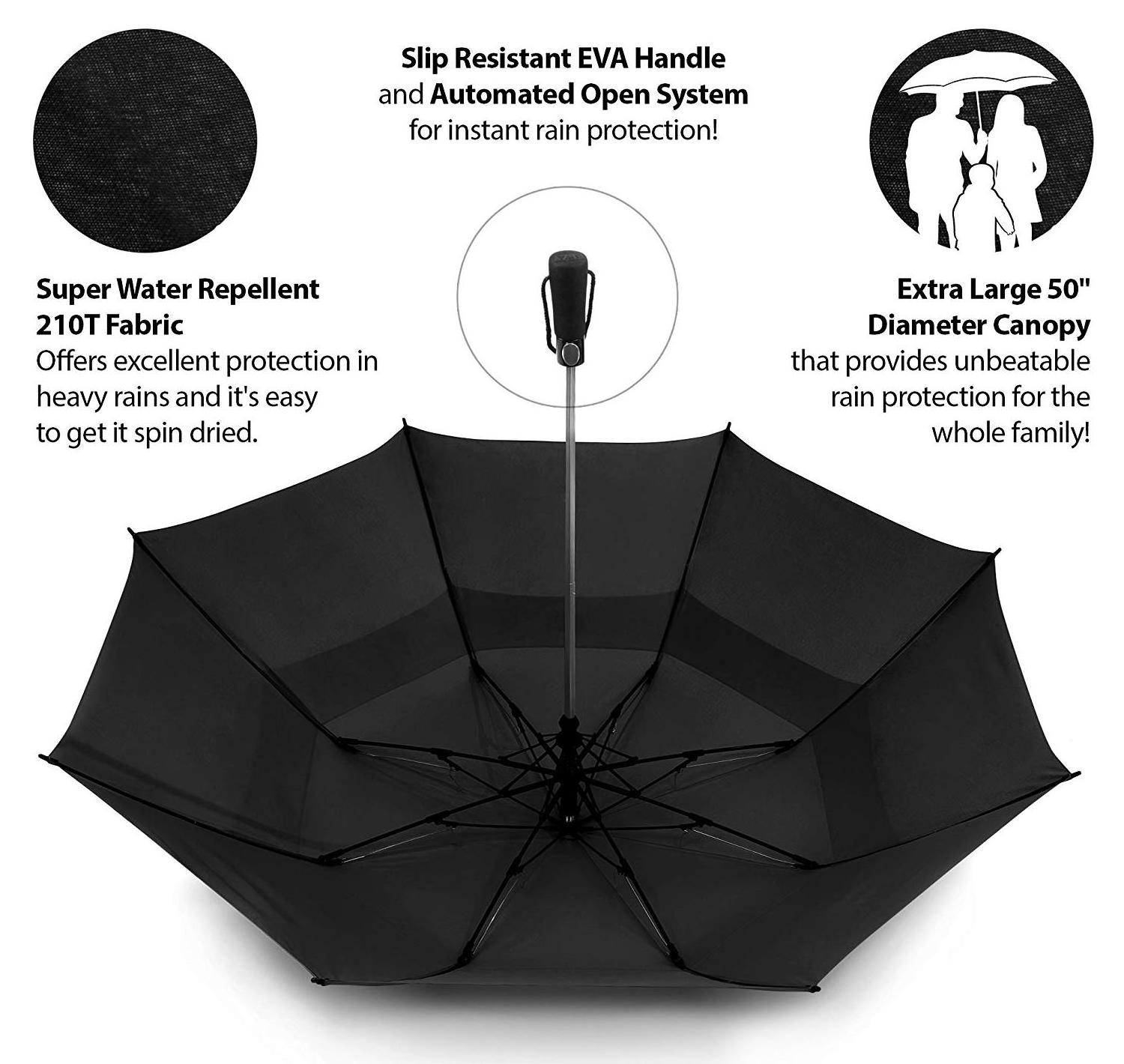 Ovida Big size two folding air vented windproof foldable golf umbrella automatic 2 fold storm vent umbrella umbrella