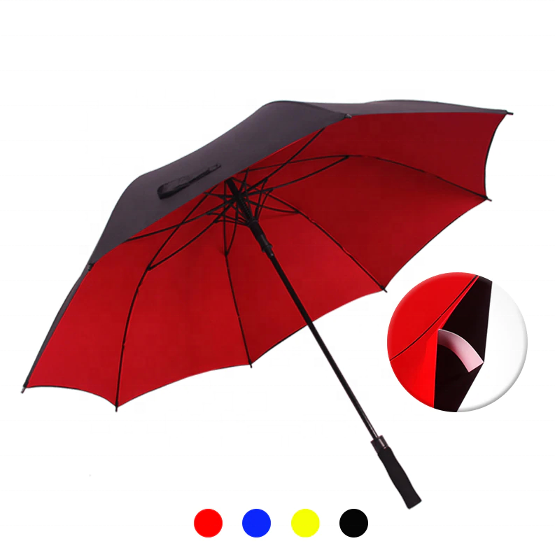 Super large golf umbrella with long handle with super strong windproof golf rain umbrella windproof double-layer golf umbrella