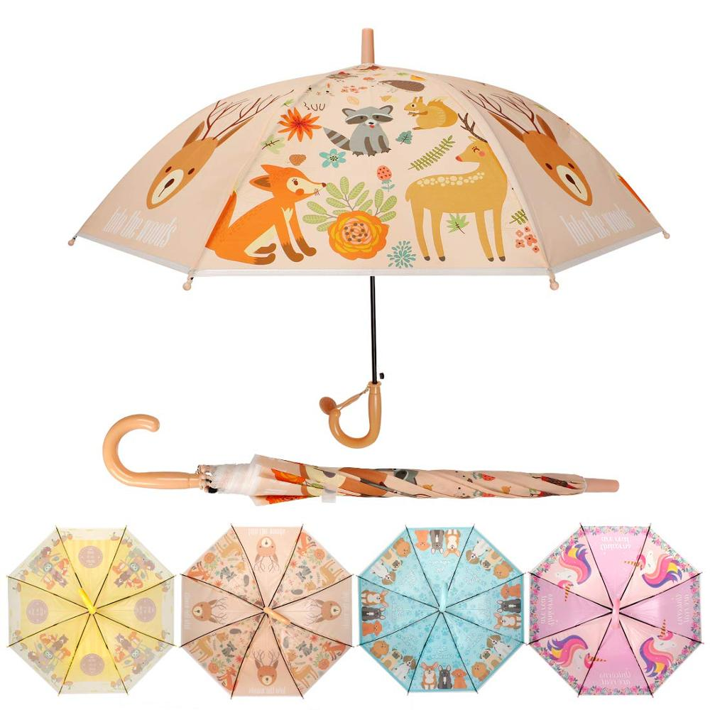 Transparent bubble pvc child umbrellas semi-automatic custom design printing kids poe plastic umbrella