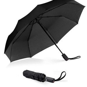 Full automatic open travelling compact umbrella, strong windproof 3 fold open golf umbrella with automatic open and close handle