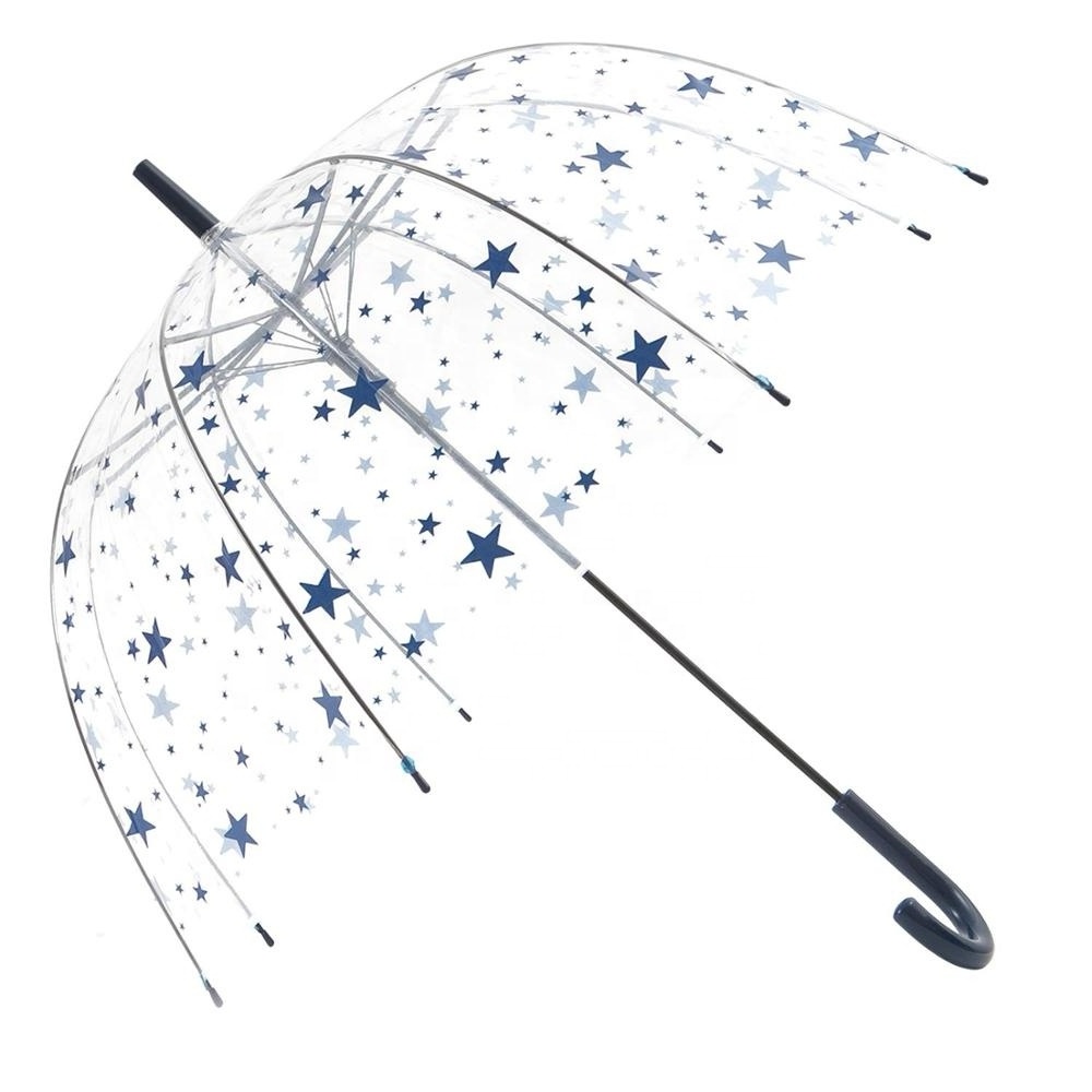 New Style Cheap Lightweight Sun Shade Long Handle Rain Clear Transparent birdcage  Umbrellas