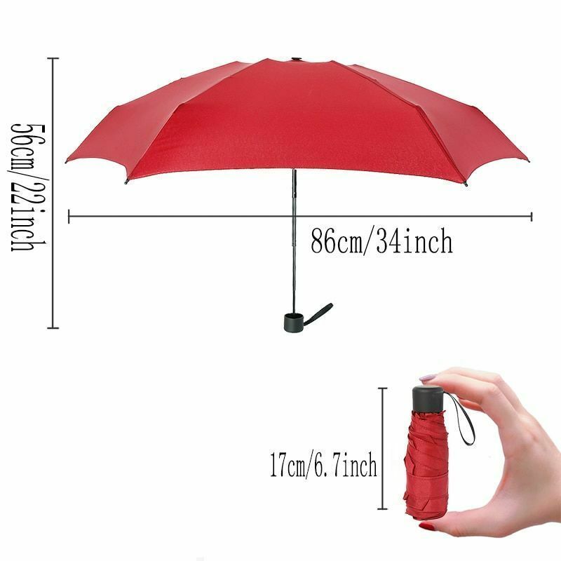 Compact Umbrella 5 Fold Lightweight Portable Small Sun Umbrella Cell Phone Mini Pocket Umbrella Ovida Five Folding Minimalist