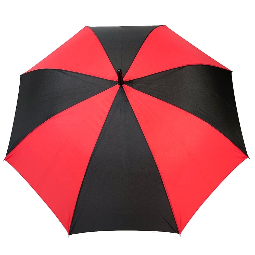 OVIDA small size red and black windproof golf umbrella automatic open J shape handle golf umbrella with logo printing