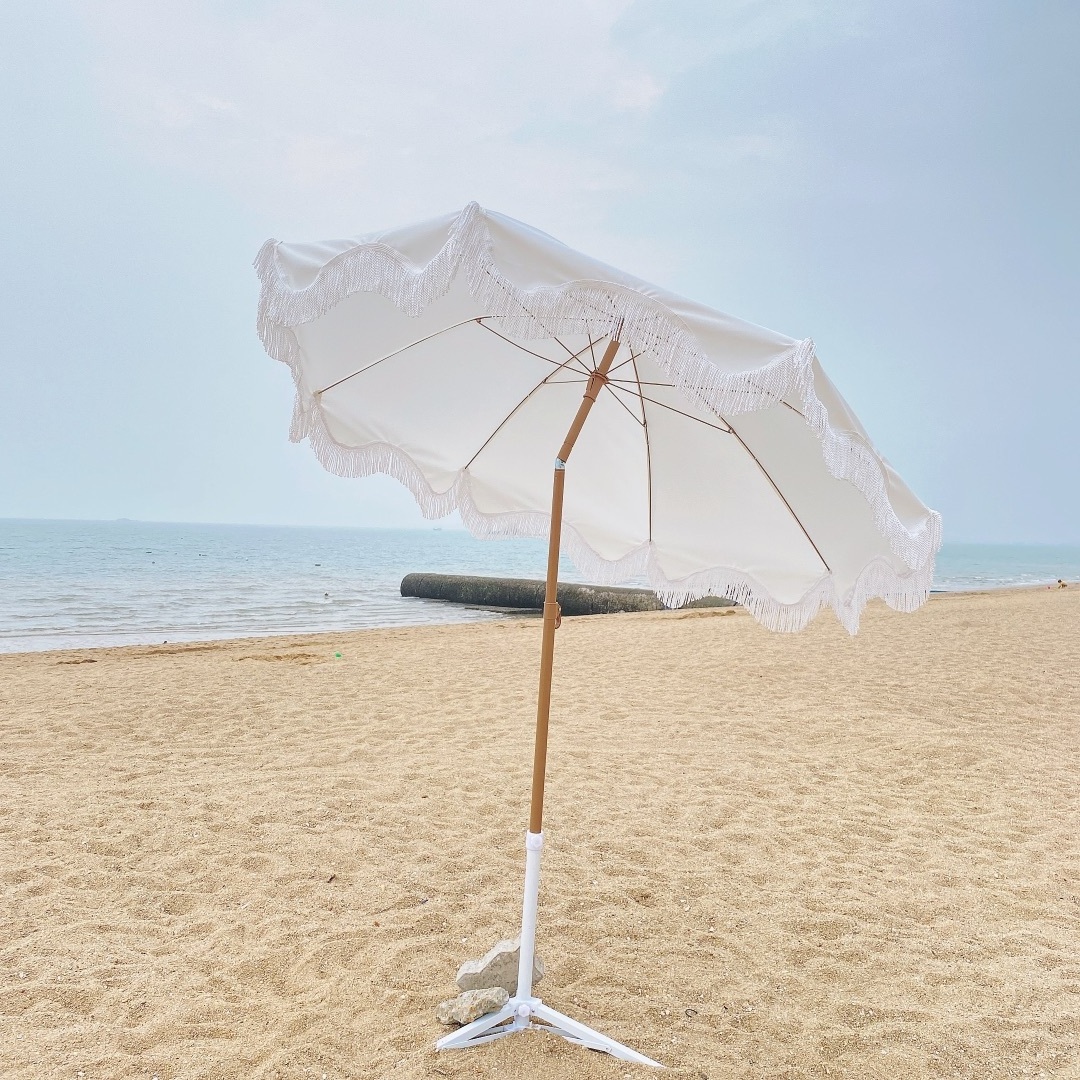 Ovida Colorful Luxury Patio Umbrella High Quality Garden Tassel Beach Umbrella China Factory Cheap Umbrella