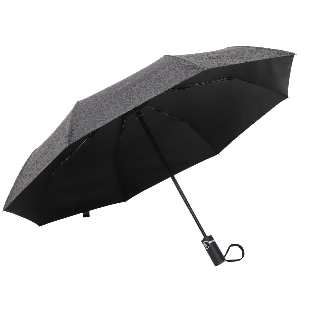 OVIDA 3 folding fully auto umbrella reflective fabric special umbrella with logo