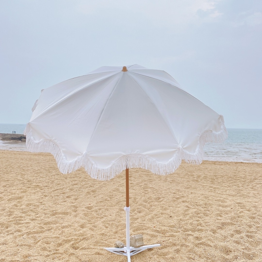 Ovida Colorful Luxury Patio Umbrella High Quality Garden Tassel Beach Umbrella China Factory Cheap Umbrella