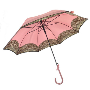 Ovida Ladies Straight Umbrella Special Design PU Leather Long Handle Elegant Umbrella