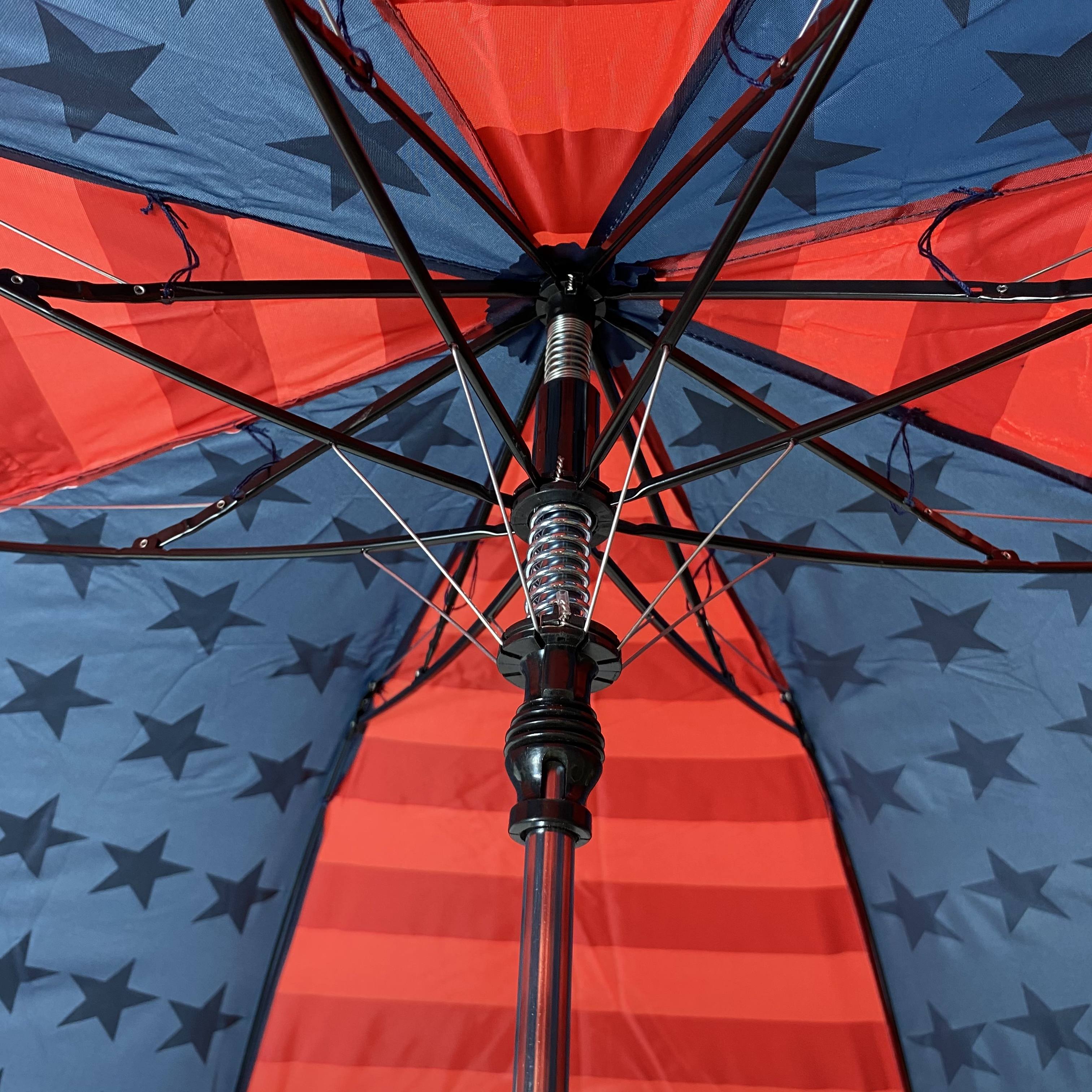 Ovida Customized USA silk printing  2 fold umbrella auto open pongee umbrella for wind poof national flag  umbrella