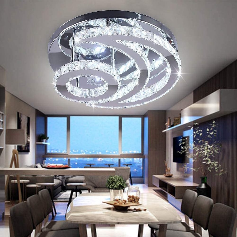 Pendant Lighting Flush Mount Crystal Pendant Lamp Fixture for Dining Room Bathroom Bedroom Living Room Modern Crystal Chandelier