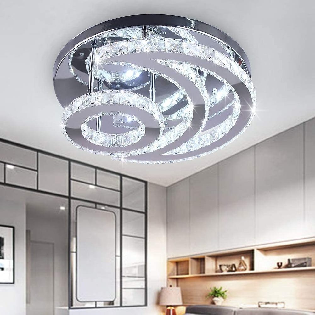 Pendant Lighting Flush Mount Crystal Pendant Lamp Fixture for Dining Room Bathroom Bedroom Living Room Modern Crystal Chandelier