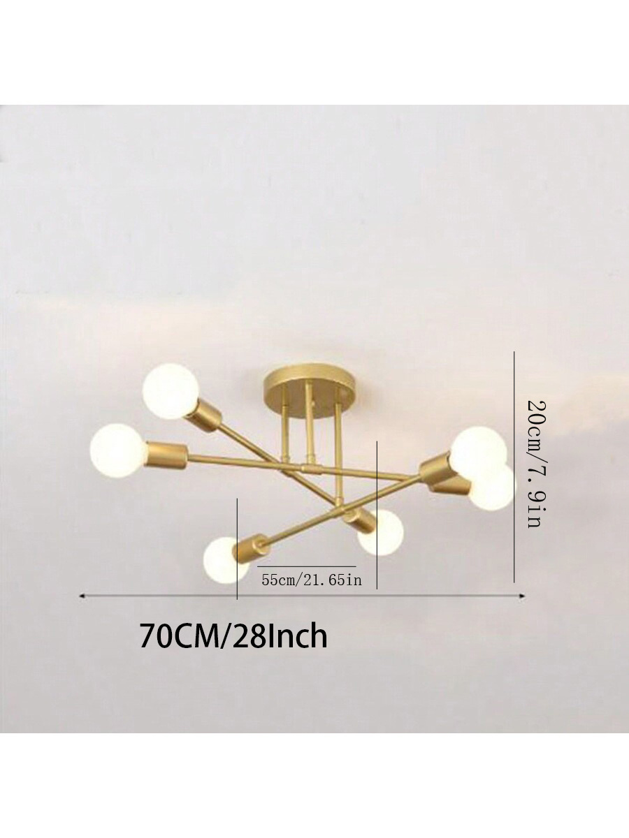 6 head Modern Sputnik Chandelier, E27 Semi Flush Mount Ceiling Light Fixture, Nordic home decor  LampBulbs Not Included