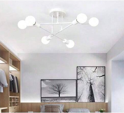 6 head Modern Sputnik Chandelier, E27 Semi Flush Mount Ceiling Light Fixture, Nordic home decor  LampBulbs Not Included