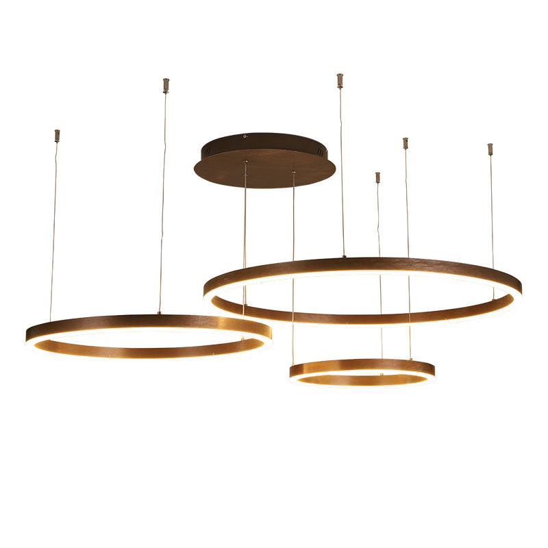 Dinner table bathroom pendant light 3 ring gold pendant light high quality nordic chandeliers