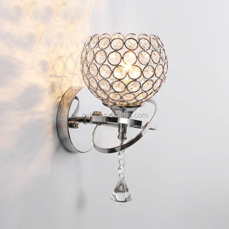 luxury European hotel living room light crystal wall sconce lamp with pull switch crystal wall lamp