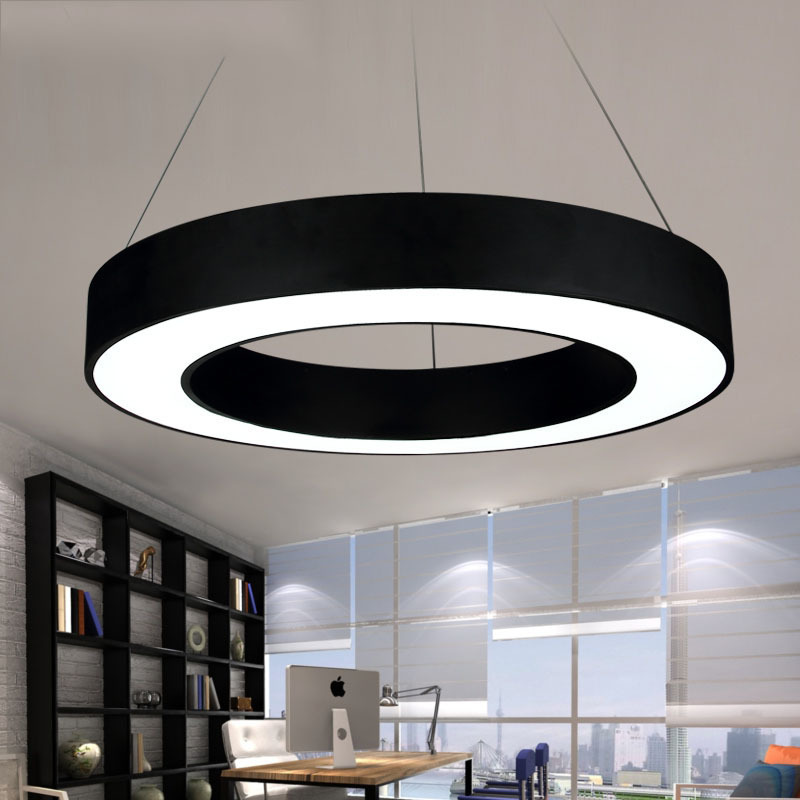 Modern  indoor pendant light home decor chandelier ring 0~10v dimming lighting high power 36W 60W 80W led office light