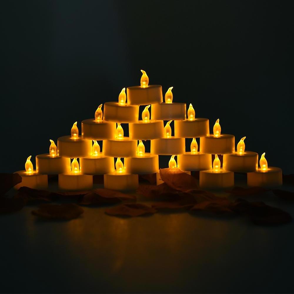 Realistic Flickering Warm Yellow Flameless Candles with Battery, Halloween LED  Battery Operated Tea Lights