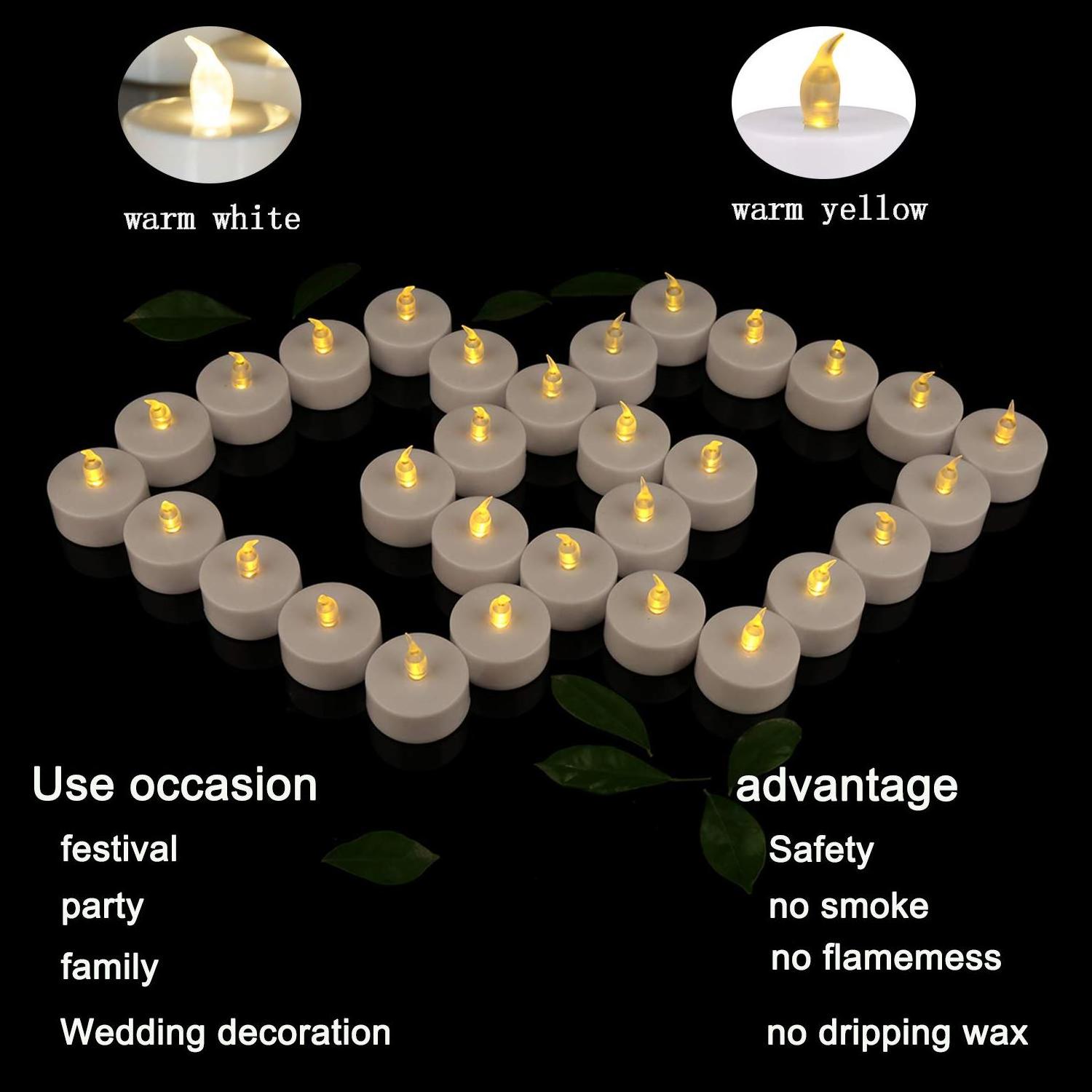 LED Tea Lights Realistic and Bright Flickering Holiday Gift Operated Flameless LED Tea Light for Seasonal Festival Celebration