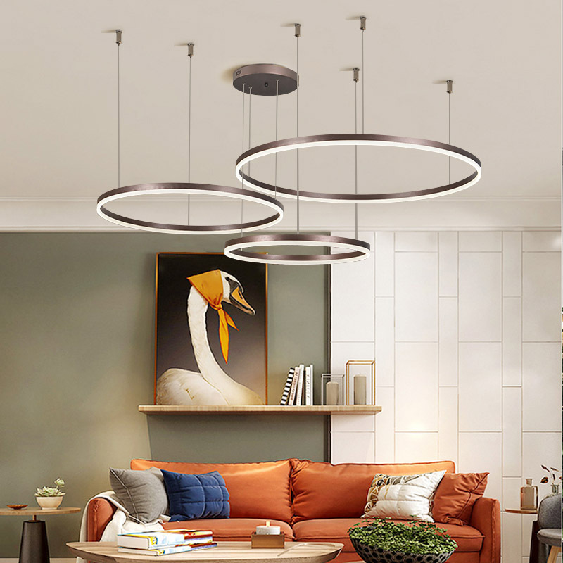 Dinner table bathroom pendant light 3 ring gold pendant light high quality nordic chandeliers