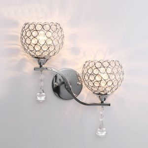 luxury European hotel living room light crystal wall sconce lamp with pull switch crystal wall lamp