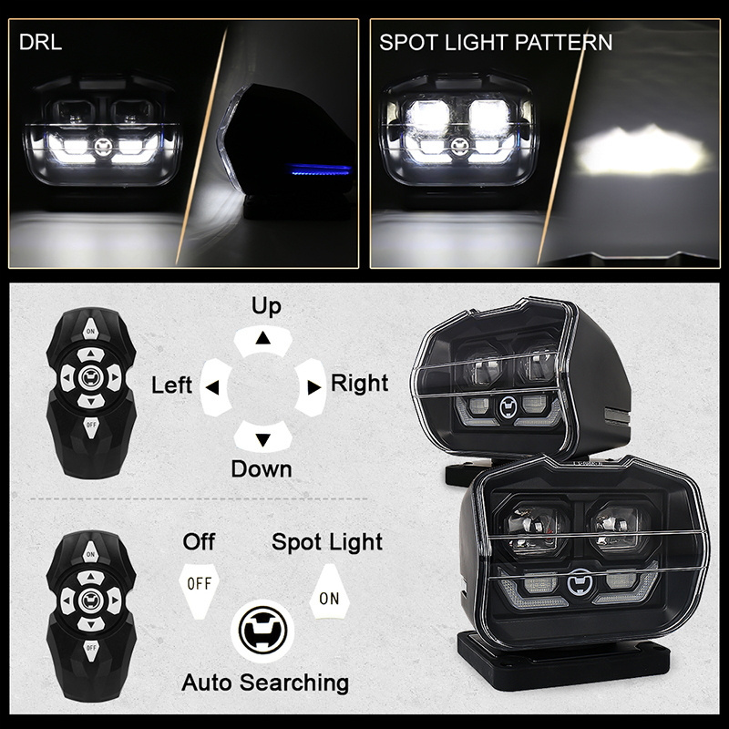 OVOVS 60W Remote Control 12V Car Vehicle Marine Spot Work Light Led Search Lights For Boat Home Off Road Vehicle