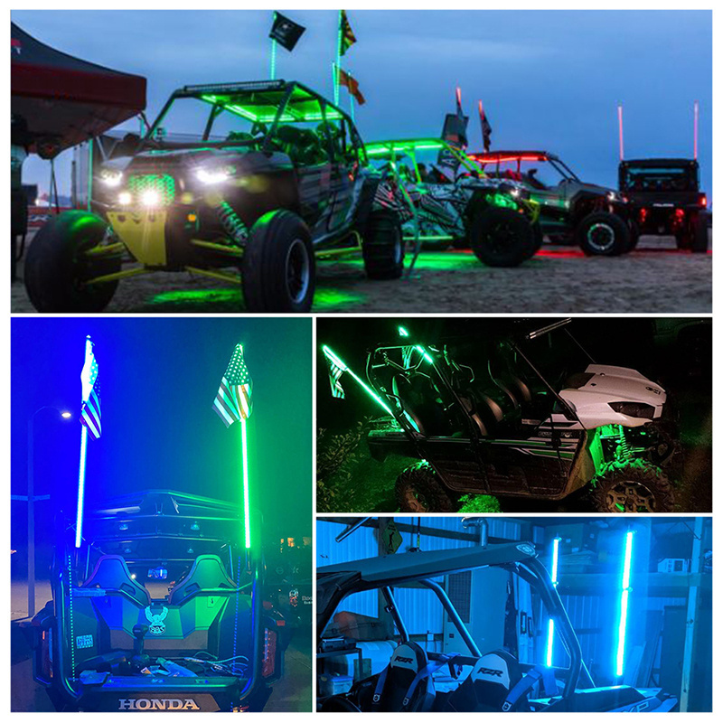 OVOVS Auto Lighting System 6FT LED RGB Spiral Antenna Whip Light With Remote Control for UTV Off-Road Vehicle ATV RZR