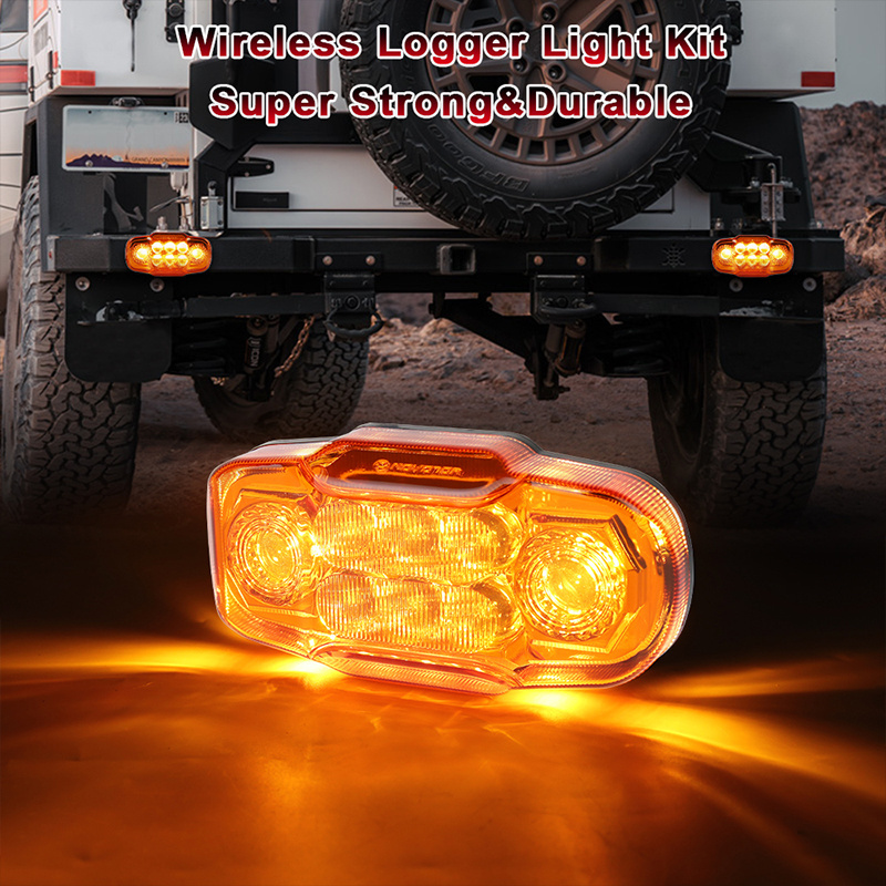 OVOVS Wireless Logger Light Kit Magnetic Amber LED Warning Beacon Light 3 Flashing Modes for Logging Truck Trailer Camper RV