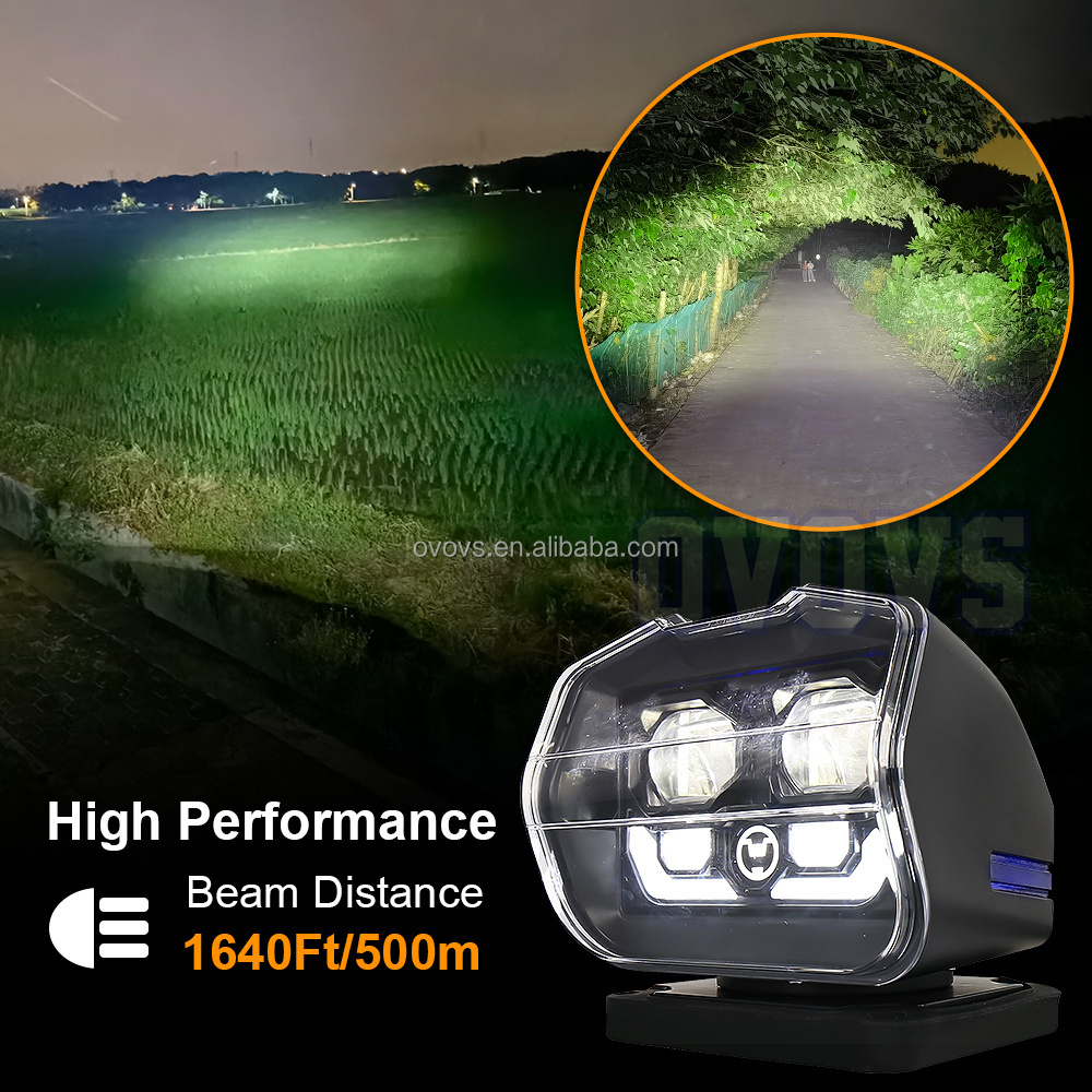 OVOVS High Power 360 Degree Rotate Remote Control Spot Light Led Search Light For Boat Vehicle Marine Home