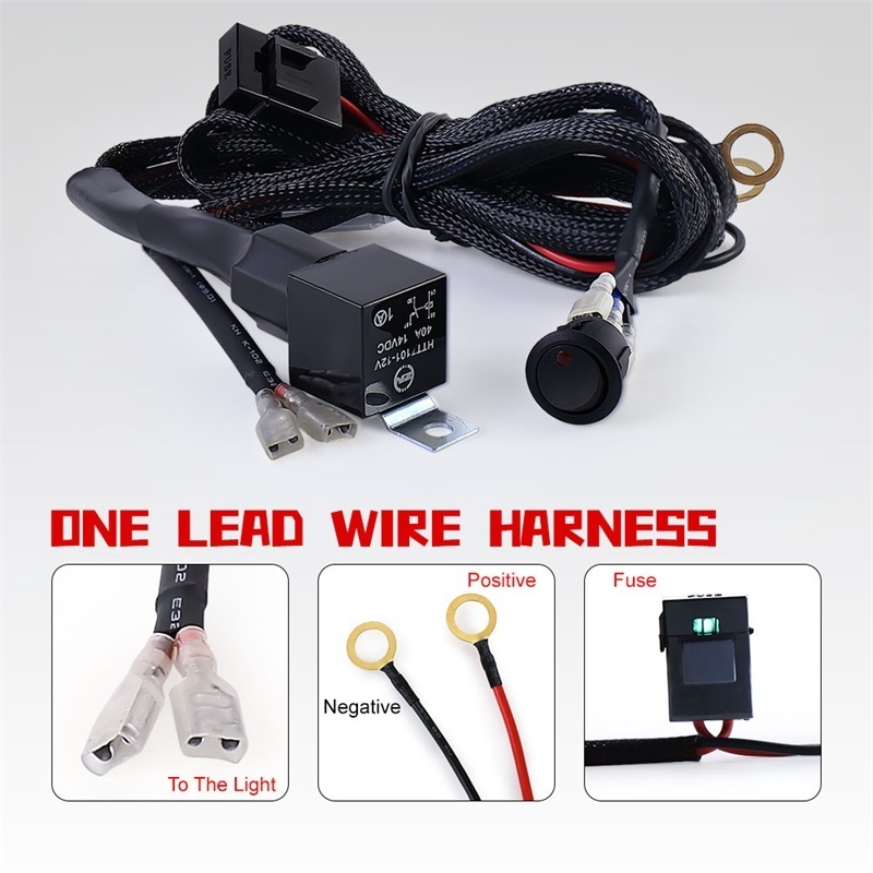 OVOVS One Lead Wiring Harness Kit With Rocker Switch 2 Wires LED Pod Light Wiring Harness For Cars Off Road Vehicle