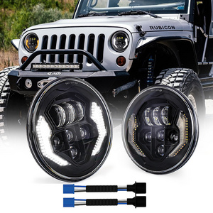 OVOVS 1 Pair 7 Inch LED Headlights with High Low Beam White DRL Amber Turn Signal For 2007-2017 Jeep Wrangler JK