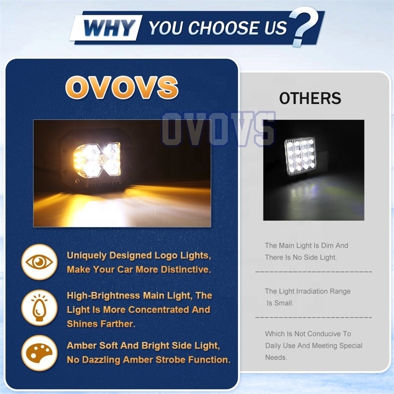 OVOVS 12v Work Cube Side Shooter Led Pod Light In Auto Lighting System Flush Mount Led Work Light for Truck Car Boat 4x4