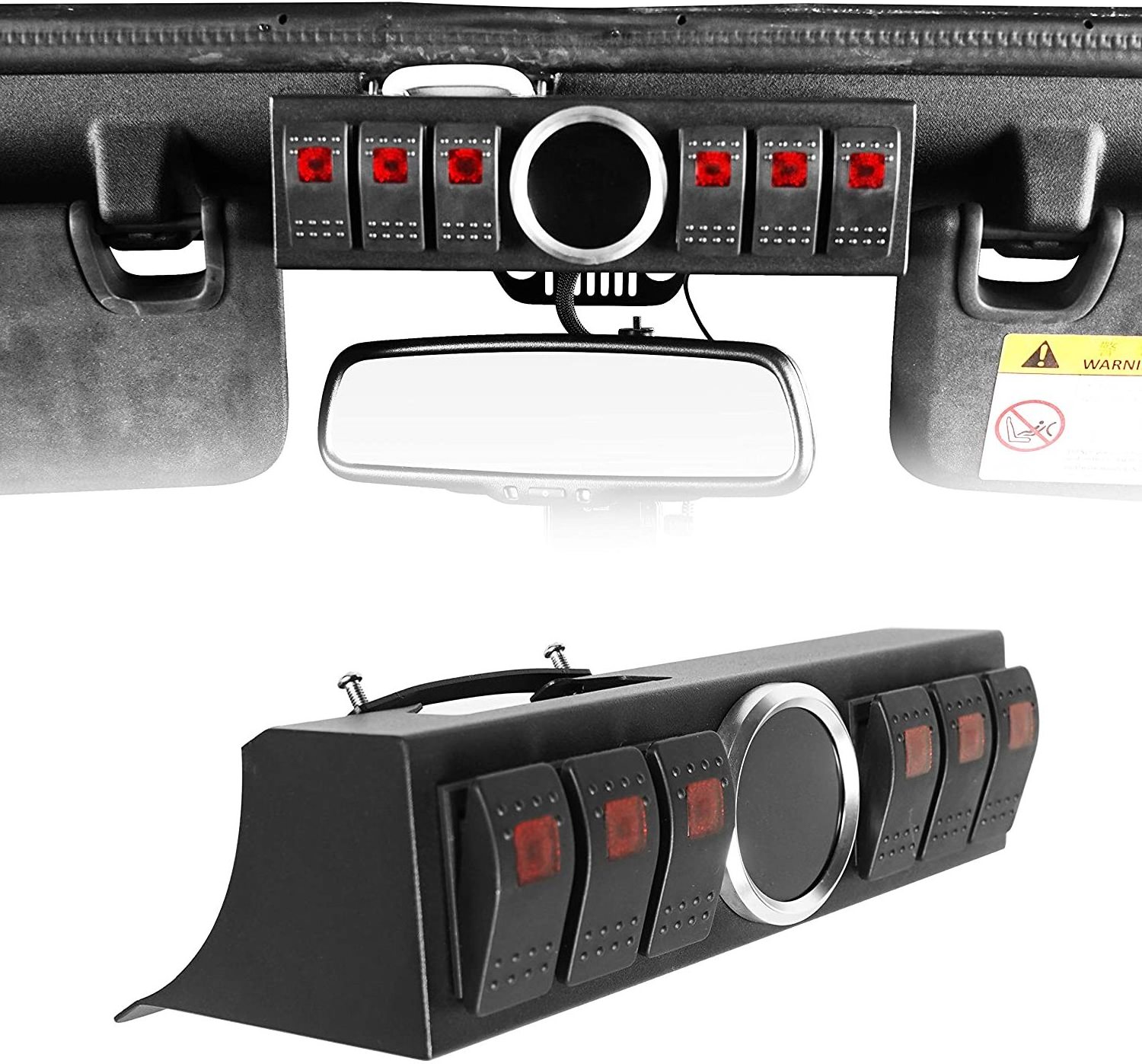 Control Box System 6 Rocker Switches Panel with Wiring Harness&Voltage meter for Jeep Wrangler JK