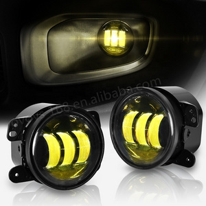 OVOVS Front Bumper Round Fog Driving Lights Yellow Led Chip 4 Inch Fog Lights for 2007-2018 Jeep Wrangler JK