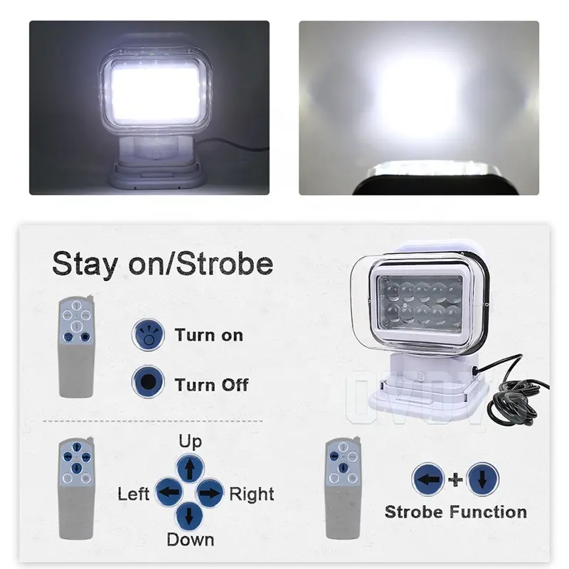 OVOVS Boat Led Searchlight Super Bright 50w Spot Beam Marine 360 LED Search Lights