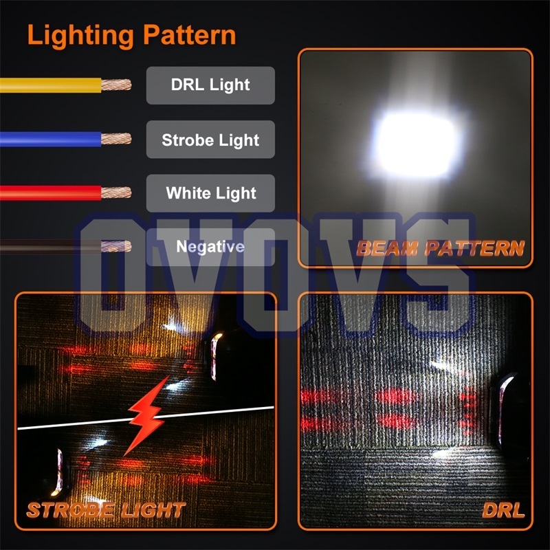 OVOVS High Brightness Led Spot Lamp 4x4 Red Warning Light Car Driving Drl Spot Light