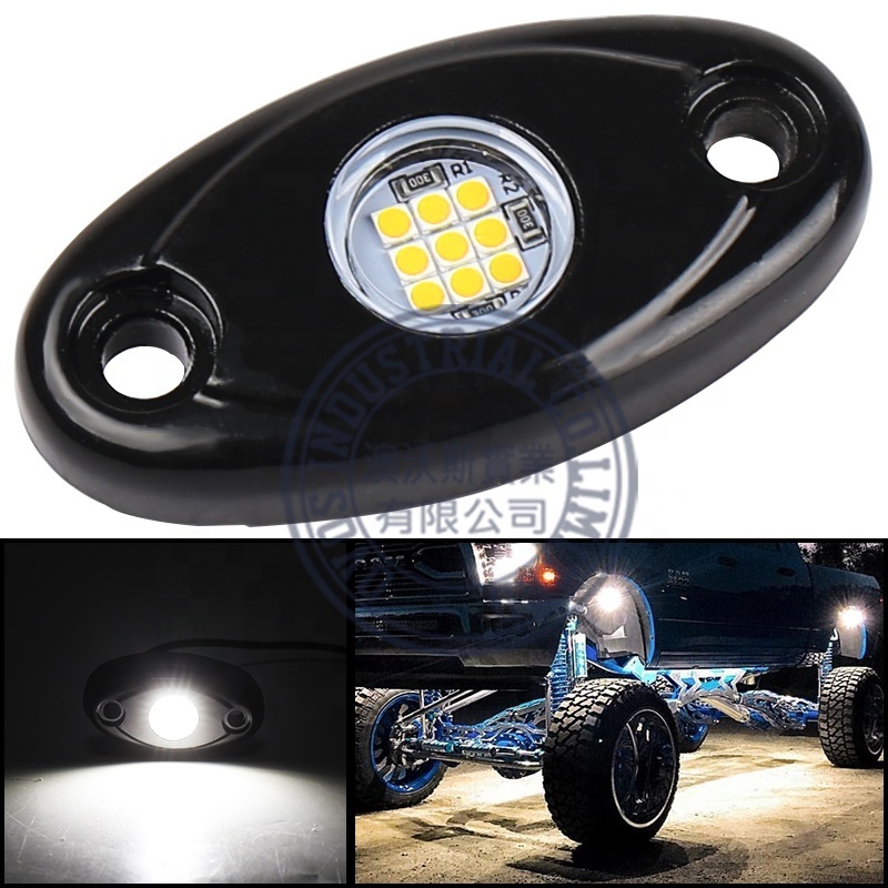 OVOVS Auto Lighting System IP67 Waterproof Decoration White Underglow 9 Led Rock Lights For Mini Truck 4x4 ATV UTV