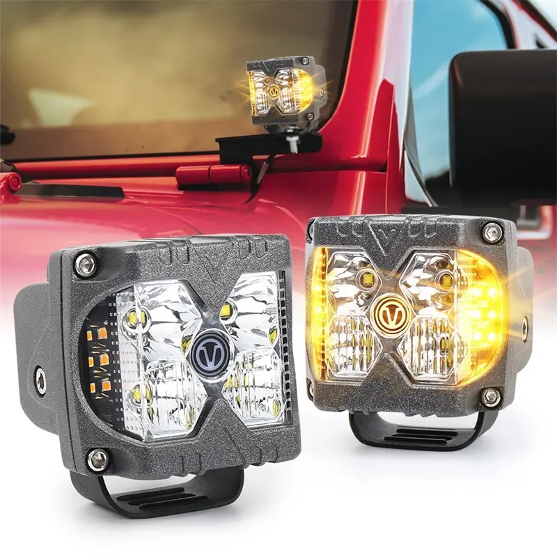 OVOVS Waterproof Amber Side Shooters Light 40W Led Strobe Work Light For Jeep Truck Atv Boat 4x4