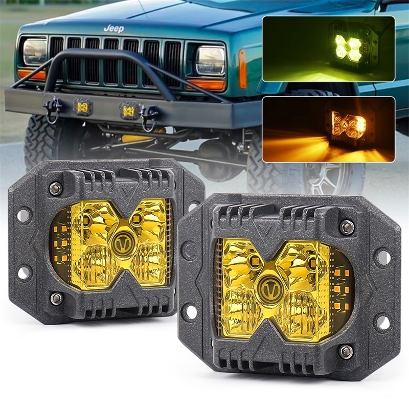 OVOVS Auto Lighting Systems Yellow White Lens Mini Flush Mount Side Shooter 40W 3 Inch Led Work Light For Suv Offroad Atv