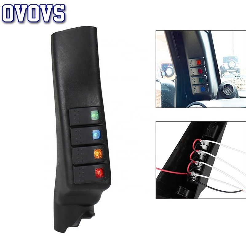 OVOVS JK A Pillar Switch Car Accessories Switch Pod with 4 Rocker Switches Car Panel For Jeep Wrangler JK