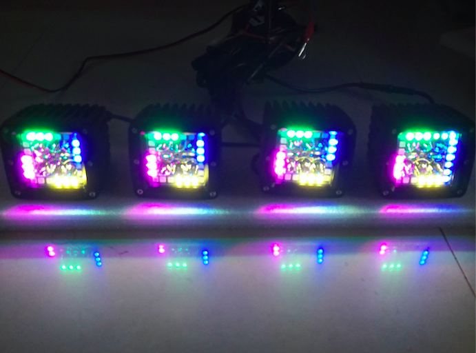 OVOVS 4pcs RGB Led Work Light Pod for Motorcycle UTV ATV SUV