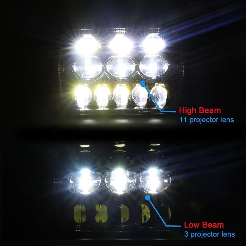 OVOVS Wholesale 5D Lens Headlight 5X7 inch Low Beam DRL Retangular Headlight 7x6 Inch LED Headlight for Jeep Wrangler