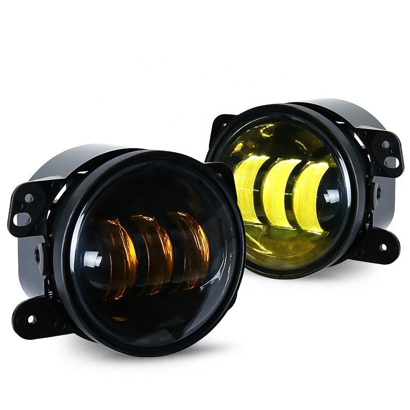 OVOVS Auto Parts 4inch Amber Fog Lamps 12v 4 inch Led Driving Fog Light for Jeep Jk Off Road